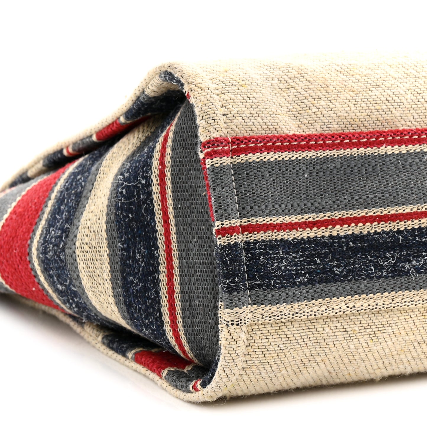 Striped Canvas Small Deauville Tote Beige