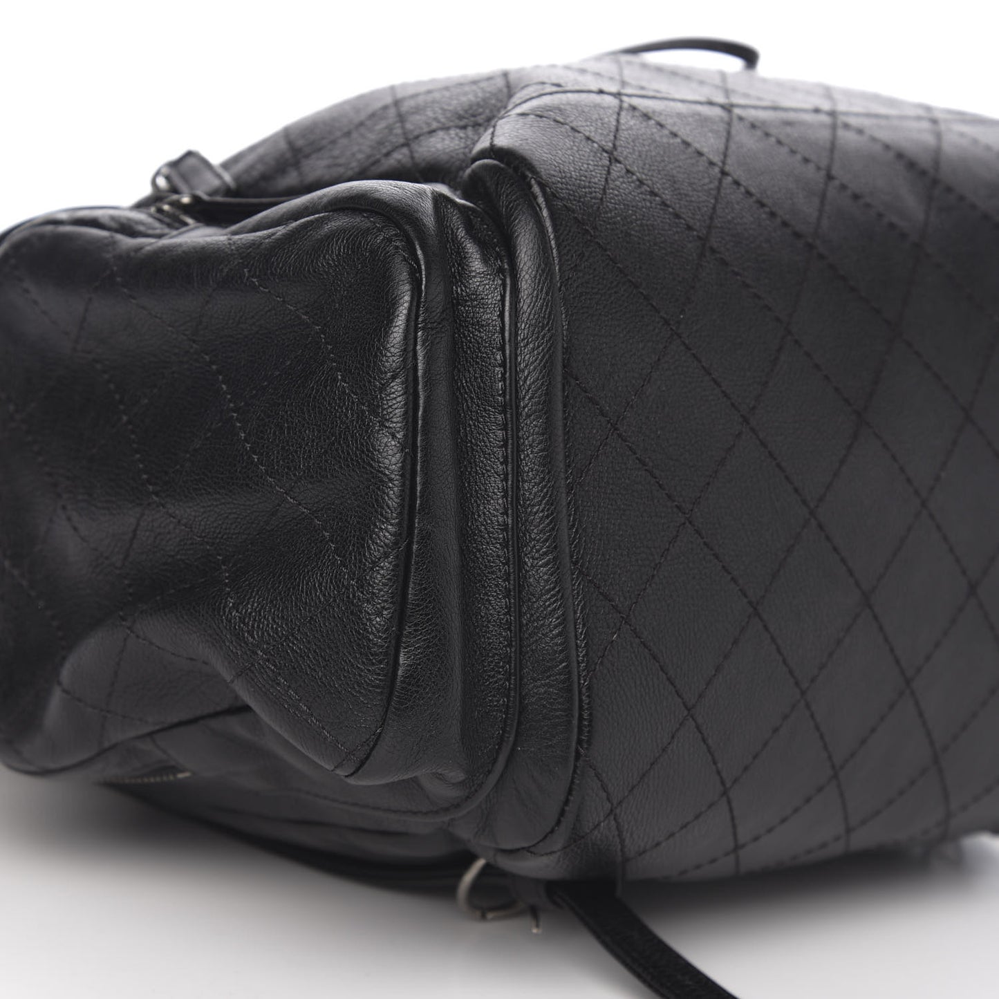 Grained Calfskin Stitched Pocket Backpack Black