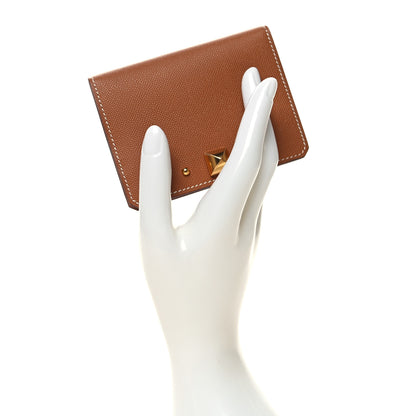 Hermes Madame Calfskin Medor Card Holder Gold 2 of 9