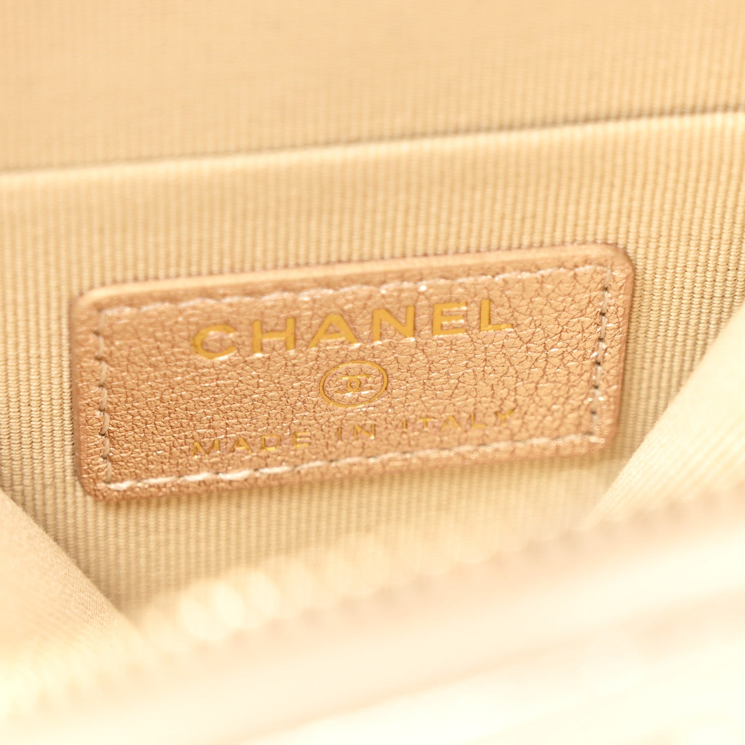 Chanel Metallic Lambskin Quilted Round Clip On Coin Purse Airpods Case Gold 7 of 9