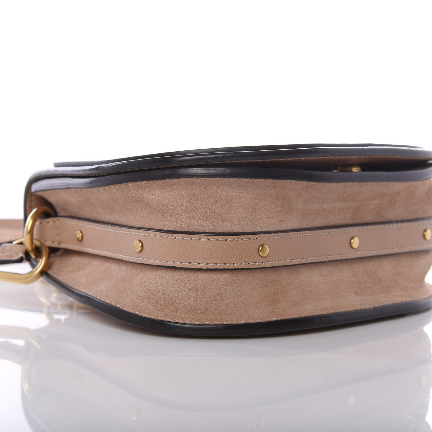 Calfskin Suede Small Nile Bracelet Bag Biscotti Beige