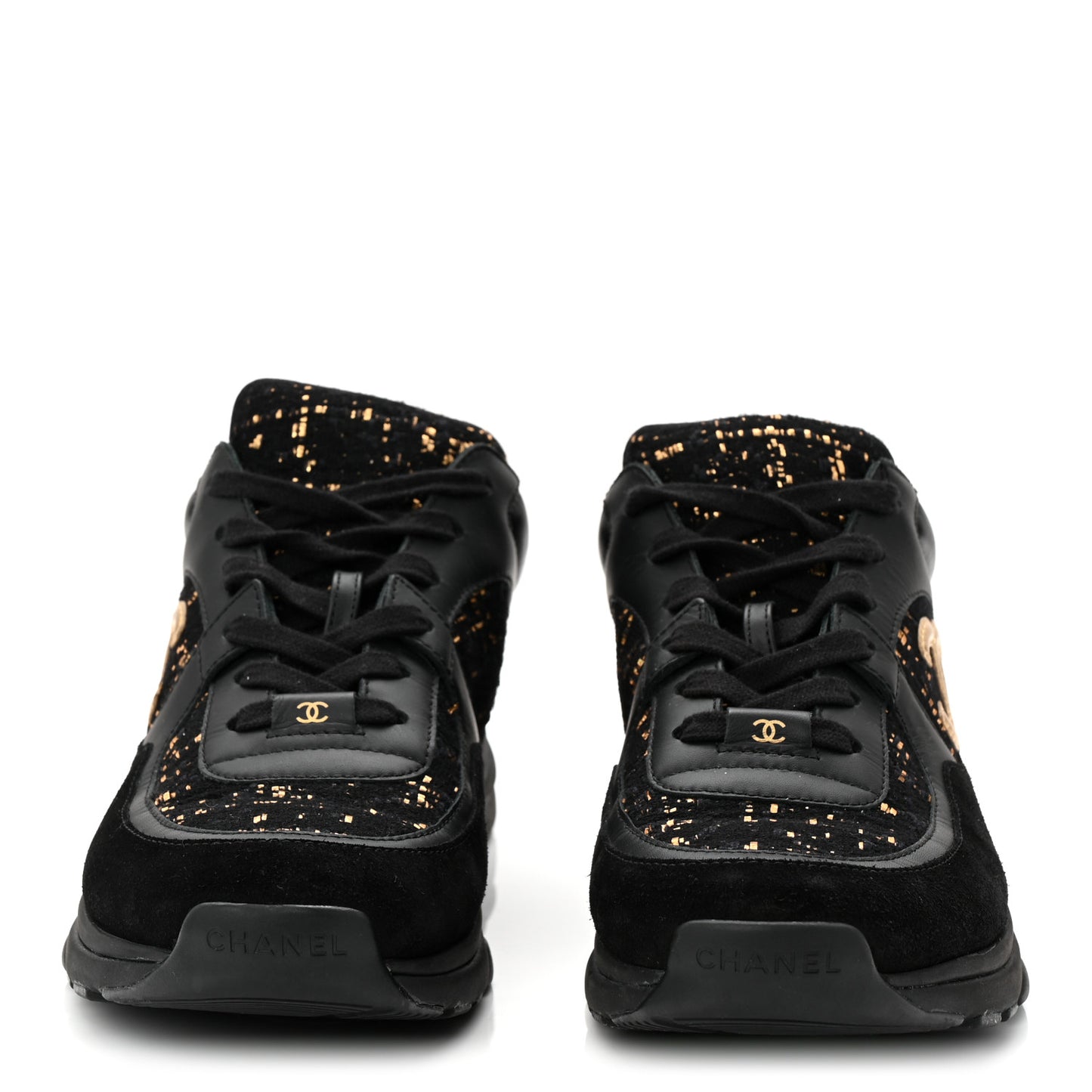 Suede Tweed Mens CC Sneakers 42 Black Gold