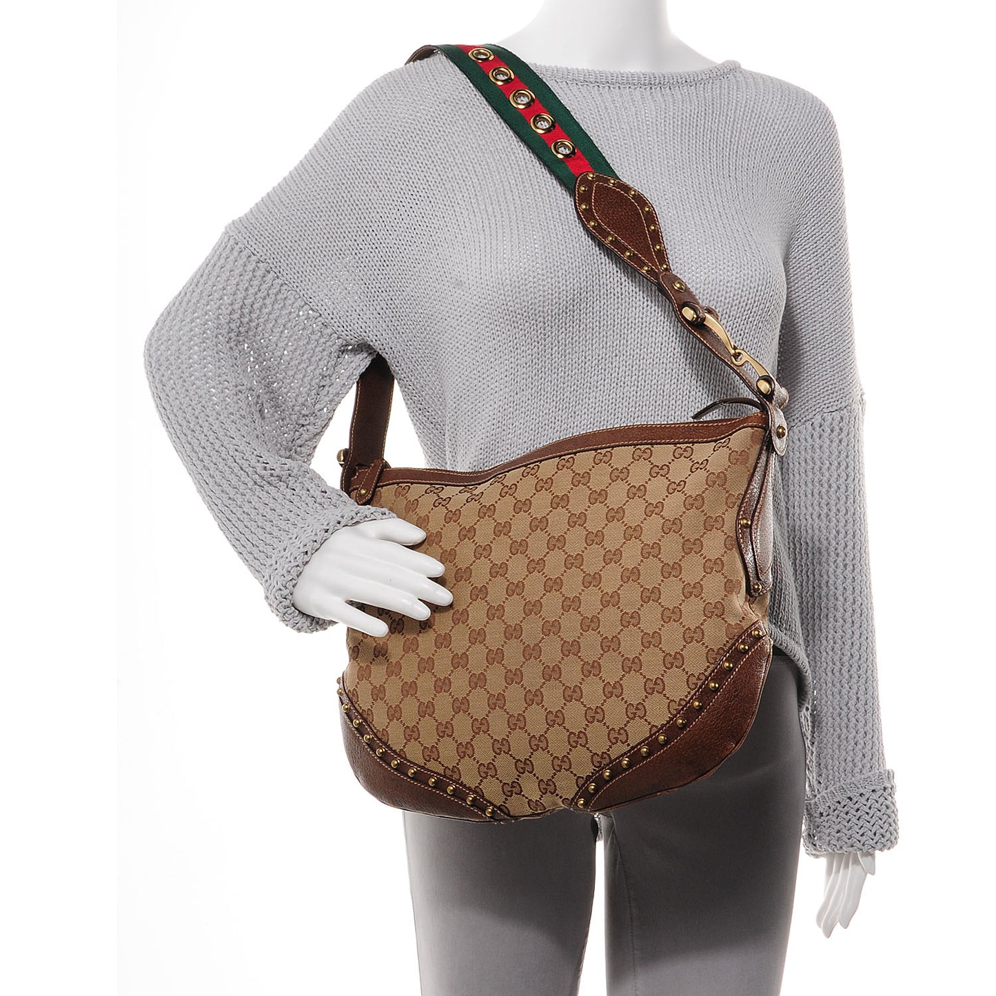 Monogram Pelham Studded Shoulder Bag Brown
