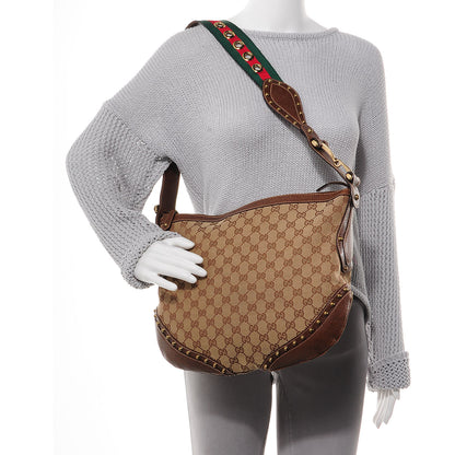 Gucci Monogram Pelham Studded Shoulder Bag Brown 2 of 7