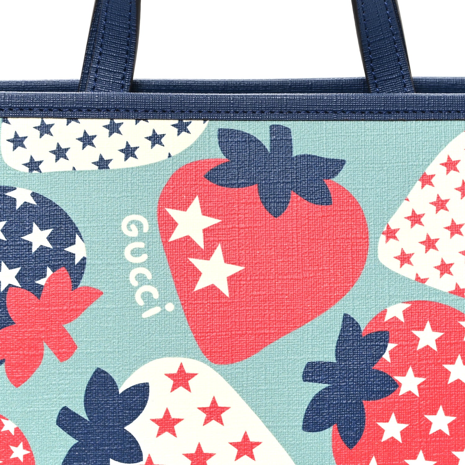 Gucci Coated Canvas Strawberry Stars Childrens Tote Red White Blue 8 of 10