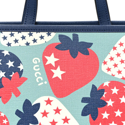Gucci Coated Canvas Strawberry Stars Childrens Tote Red White Blue 8 of 10