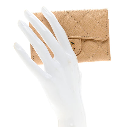 Chanel Caviar Quilted Flap Card Holder Wallet Beige 2 of 8