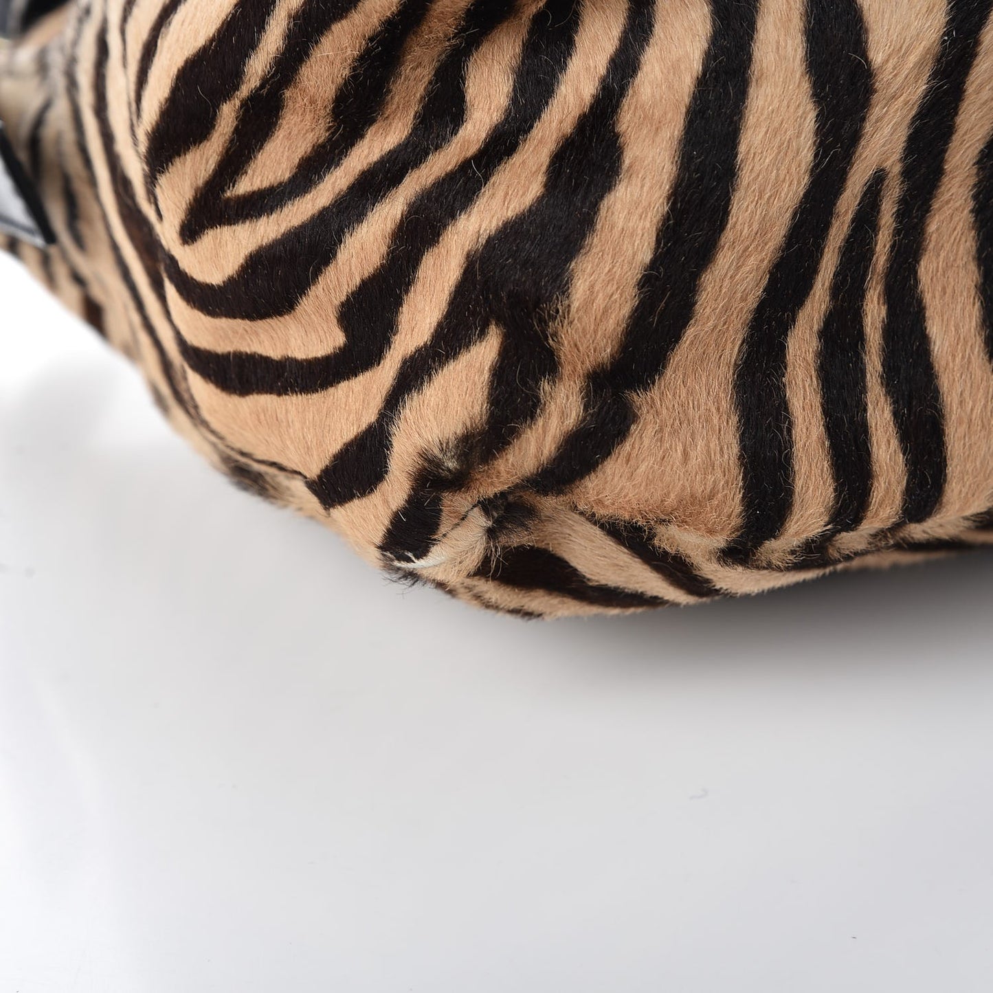 Calf Hair Zebra Print Mama Baguette Brown
