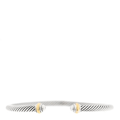 David Yurman Sterling Silver 18K Yellow Gold 4mm Cable Classics Bracelet 1 of 3