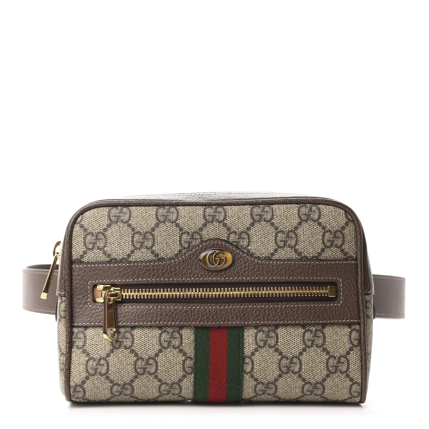 GG Supreme Monogram Web Small Ophidia Belt Bag 85 34 Dark Brown