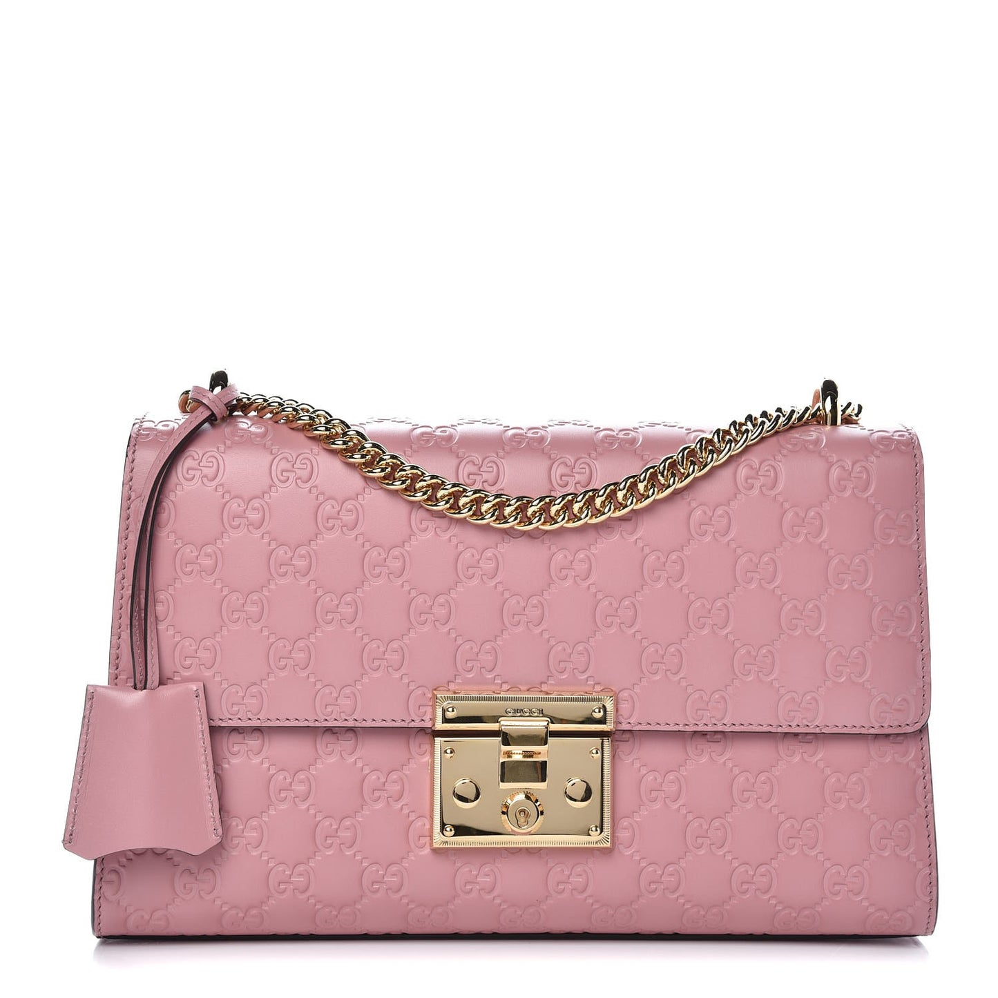 Guccissima Signature Medium Padlock Shoulder Bag Rose Baby Candy
