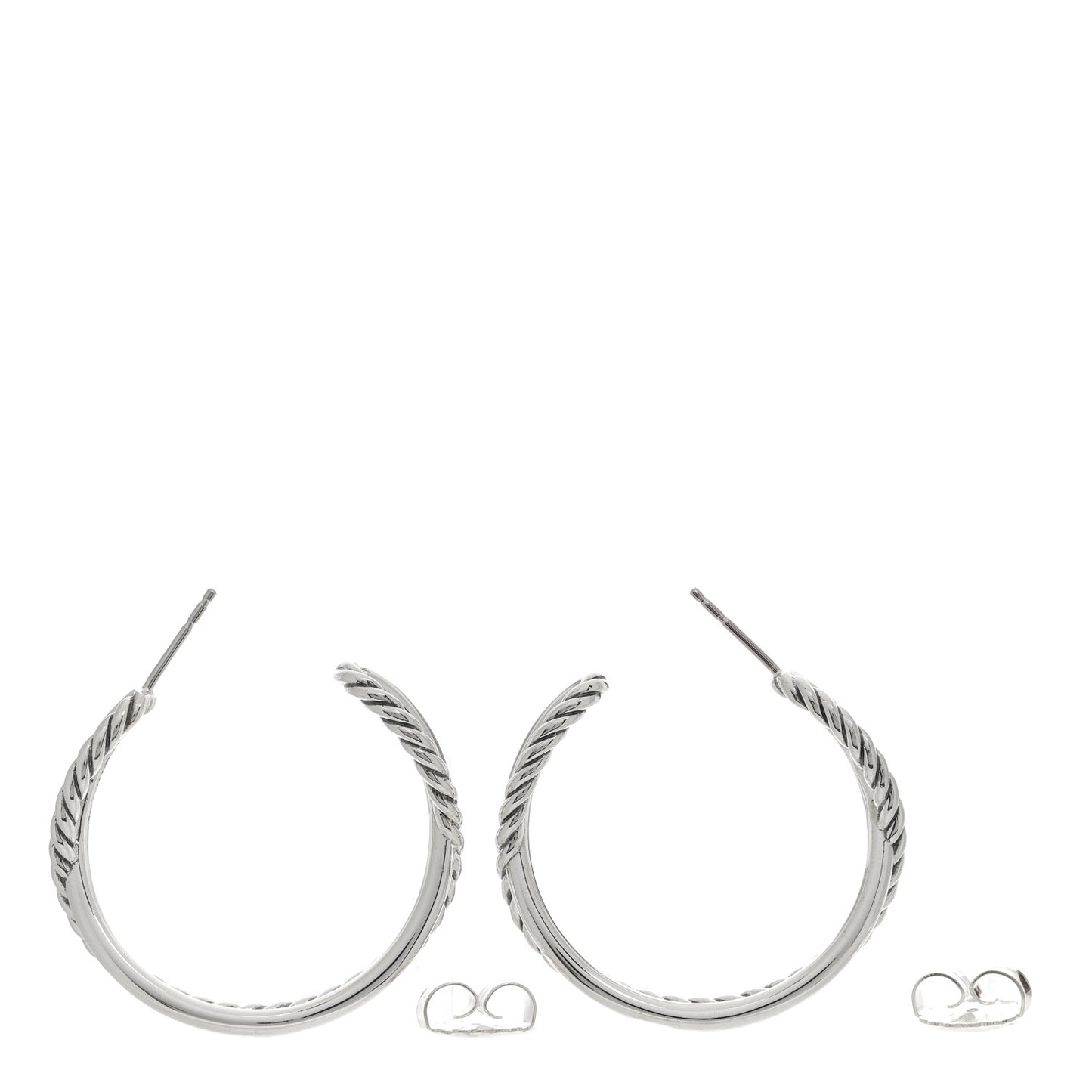 Sterling Silver Crossover Cable Hoop Earrings