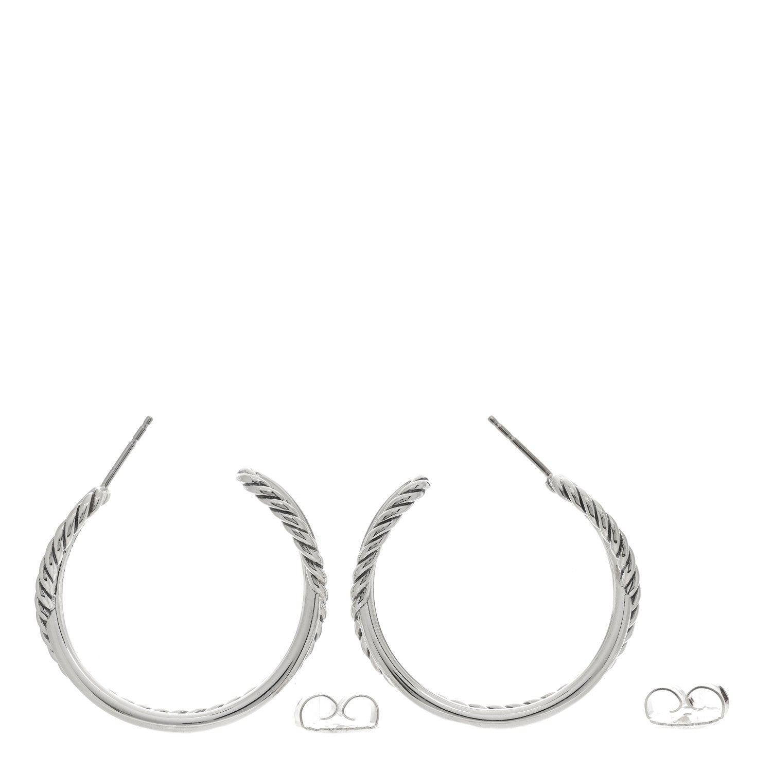 David Yurman Sterling Silver Crossover Cable Hoop Earrings 3 of 4