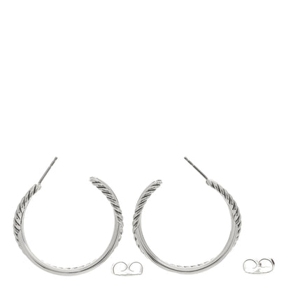 David Yurman Sterling Silver Crossover Cable Hoop Earrings 3 of 4