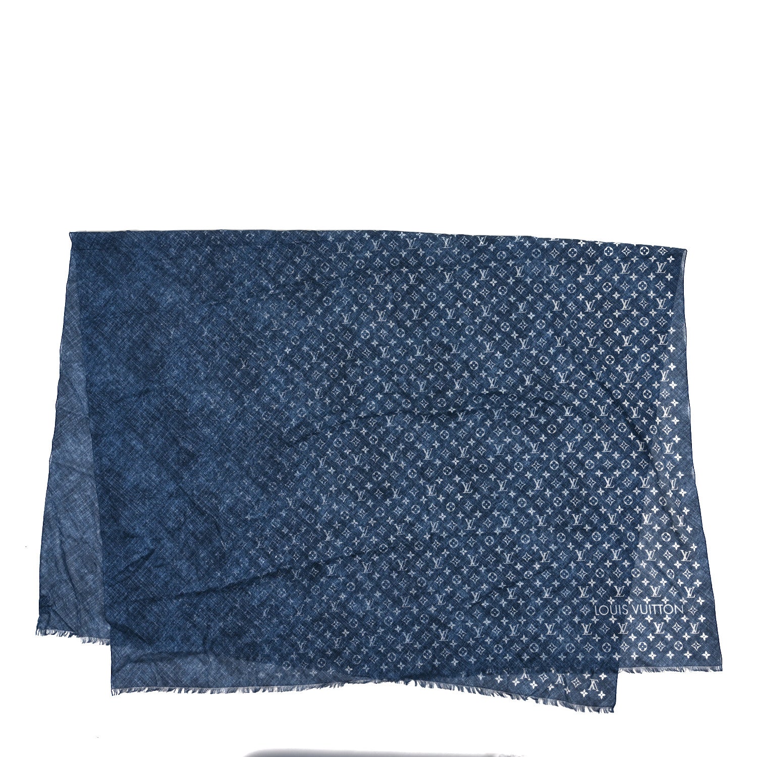 Louis Vuitton Cotton Monogram Denim Long Shawl Blue 2 of 3