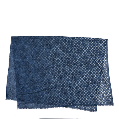 Louis Vuitton Cotton Monogram Denim Long Shawl Blue 2 of 3