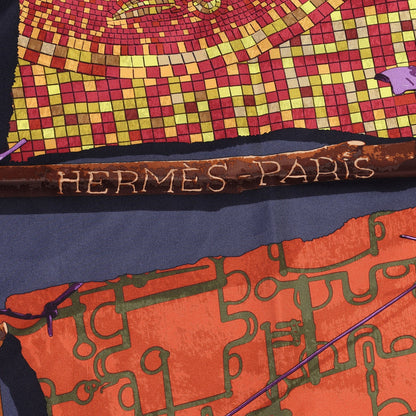 Hermes Silk Le Robinson Chic Scarf 90 Anthracite Prune Vert 2 of 4