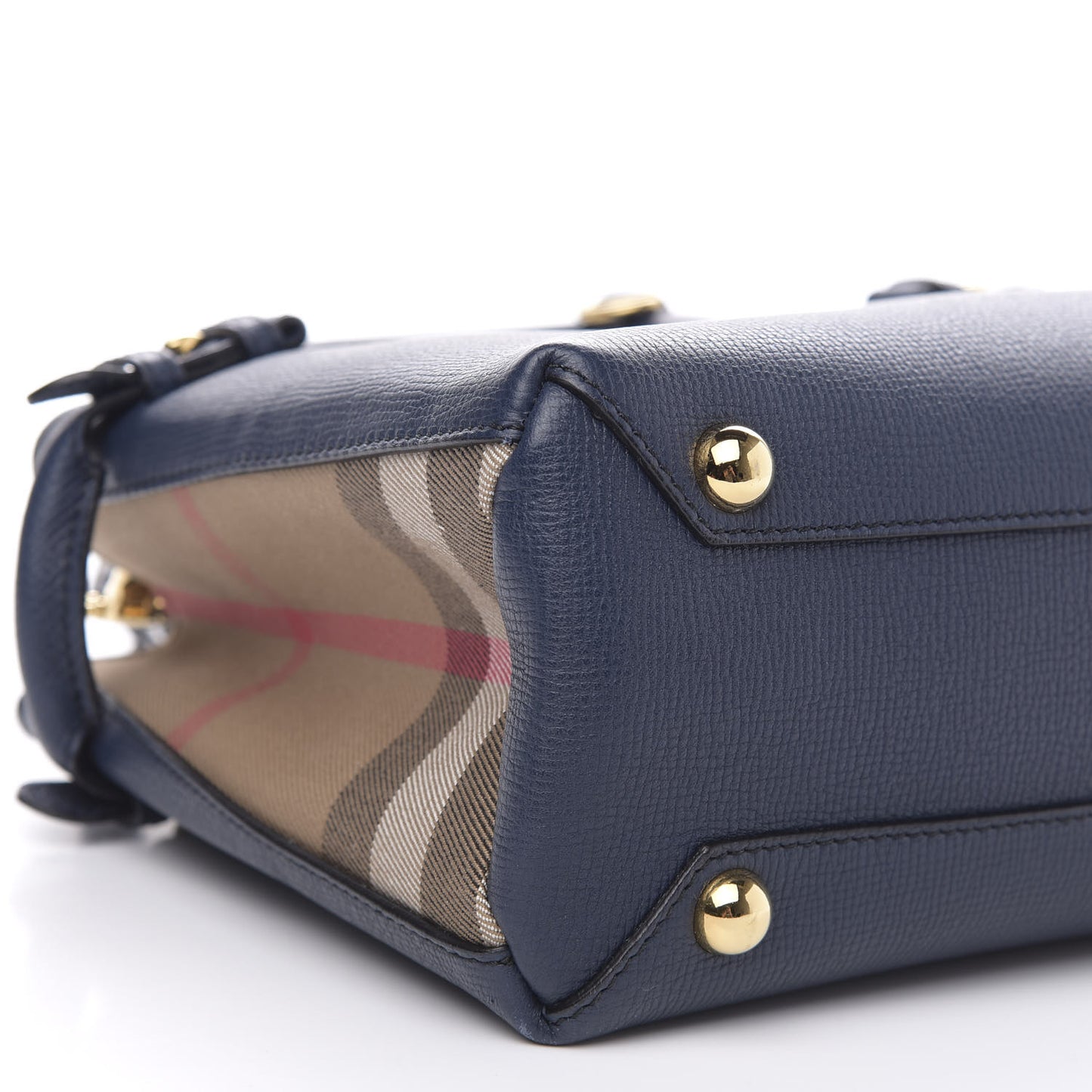 Grainy Calfskin House Check Small Banner Tote Midnight Blue
