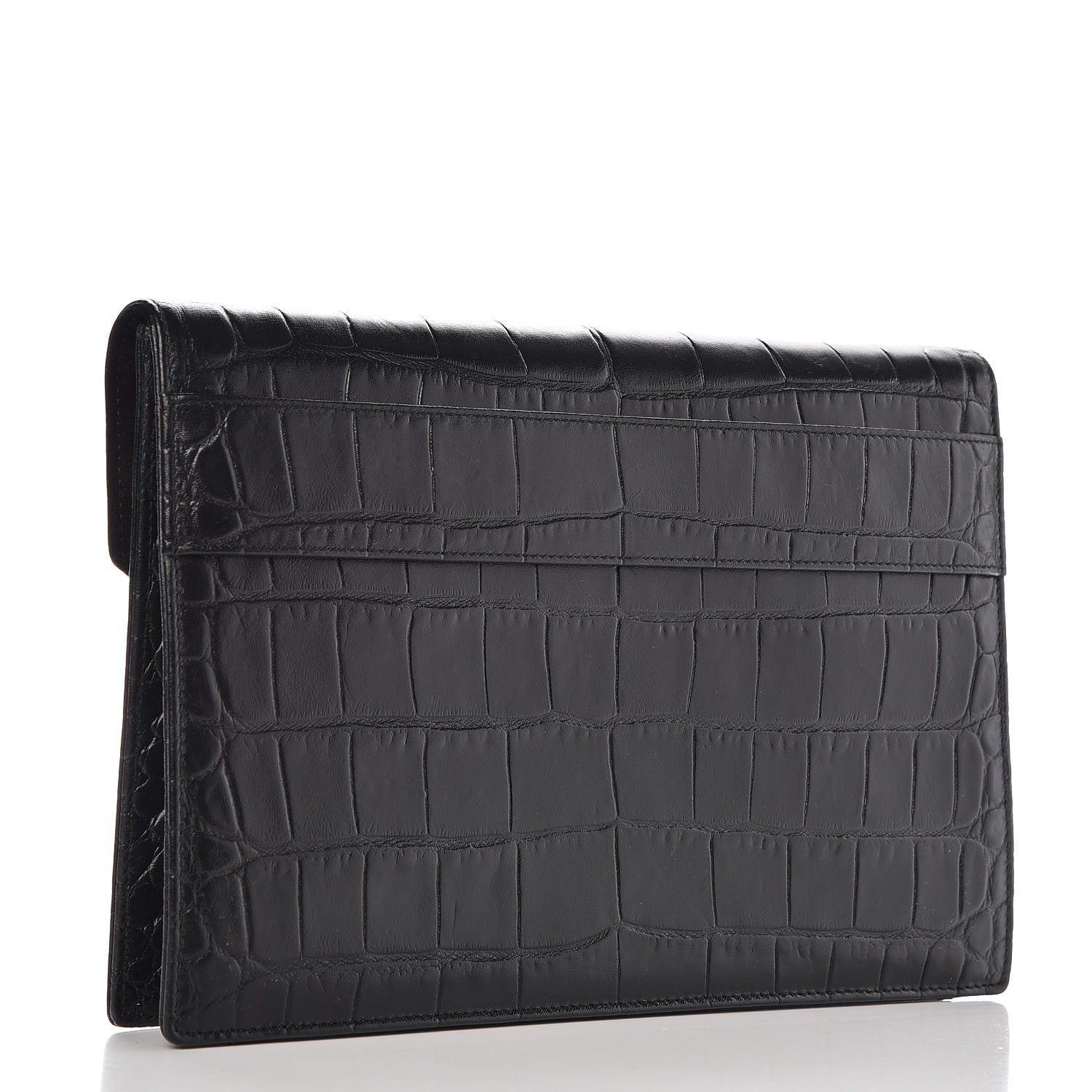 Alexander McQueen Calfskin Crocodile Embossed Large Envelope Clutch Black 3 of 8