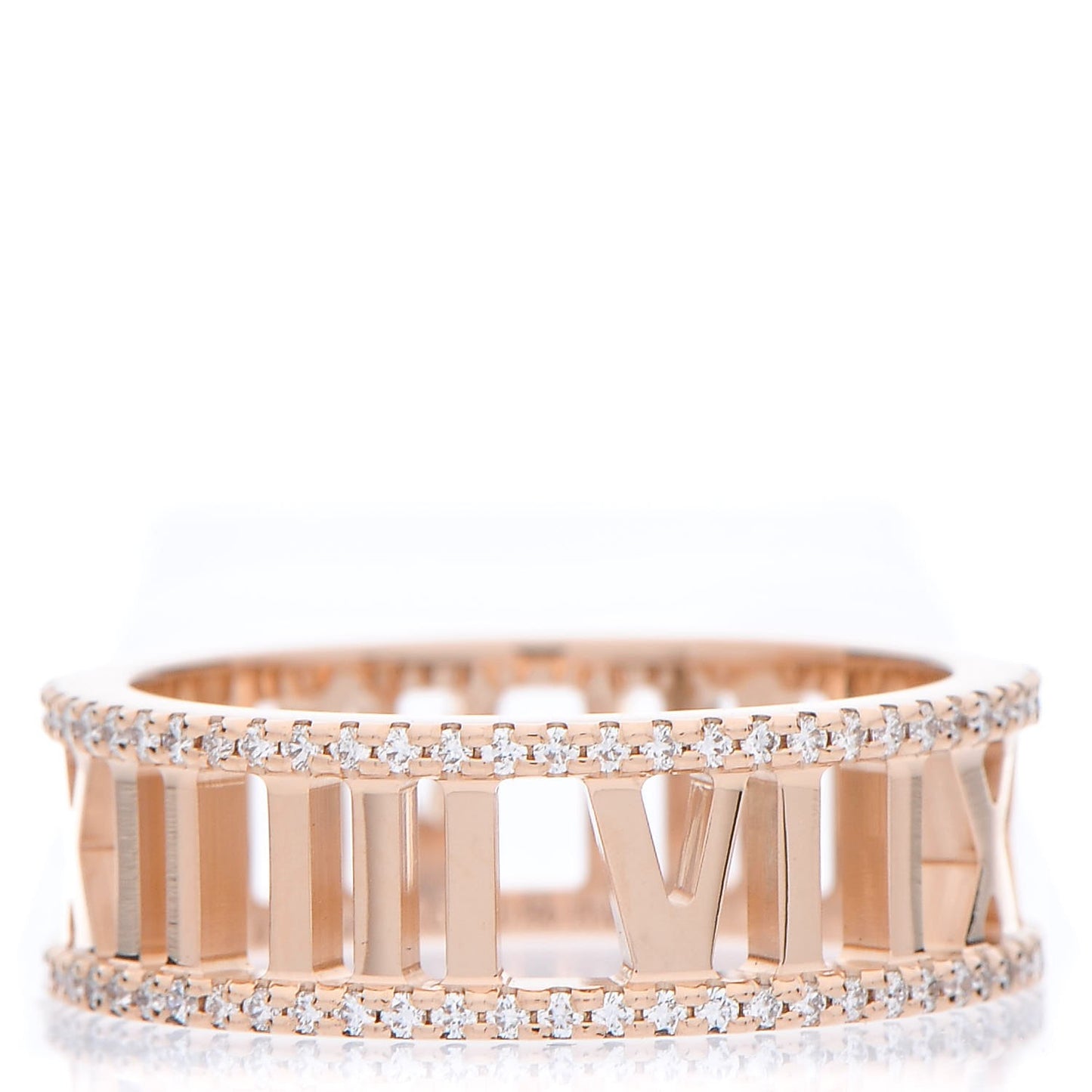 18K Rose Gold Diamond Atlas Open Pave Ring 56 7.5