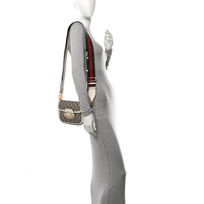 Gucci GG Supreme Monogram Web Mini Horsebit 1955 Shoulder Bag Beige Mystic White 3 of 11