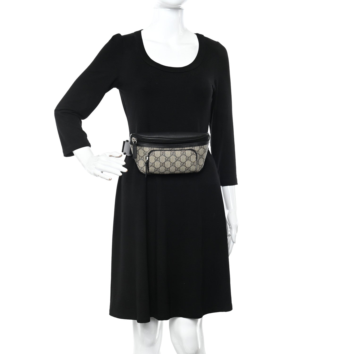 Gucci GG Supreme Monogram Belt Bag Black 2 of 14