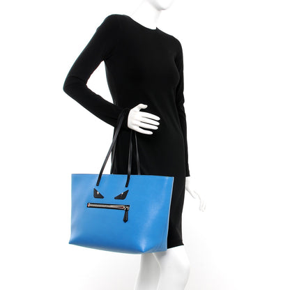 Fendi Vitello Elite Cuoio Monster Buggies Medium Roll Tote Blue Royal Black 2 of 8