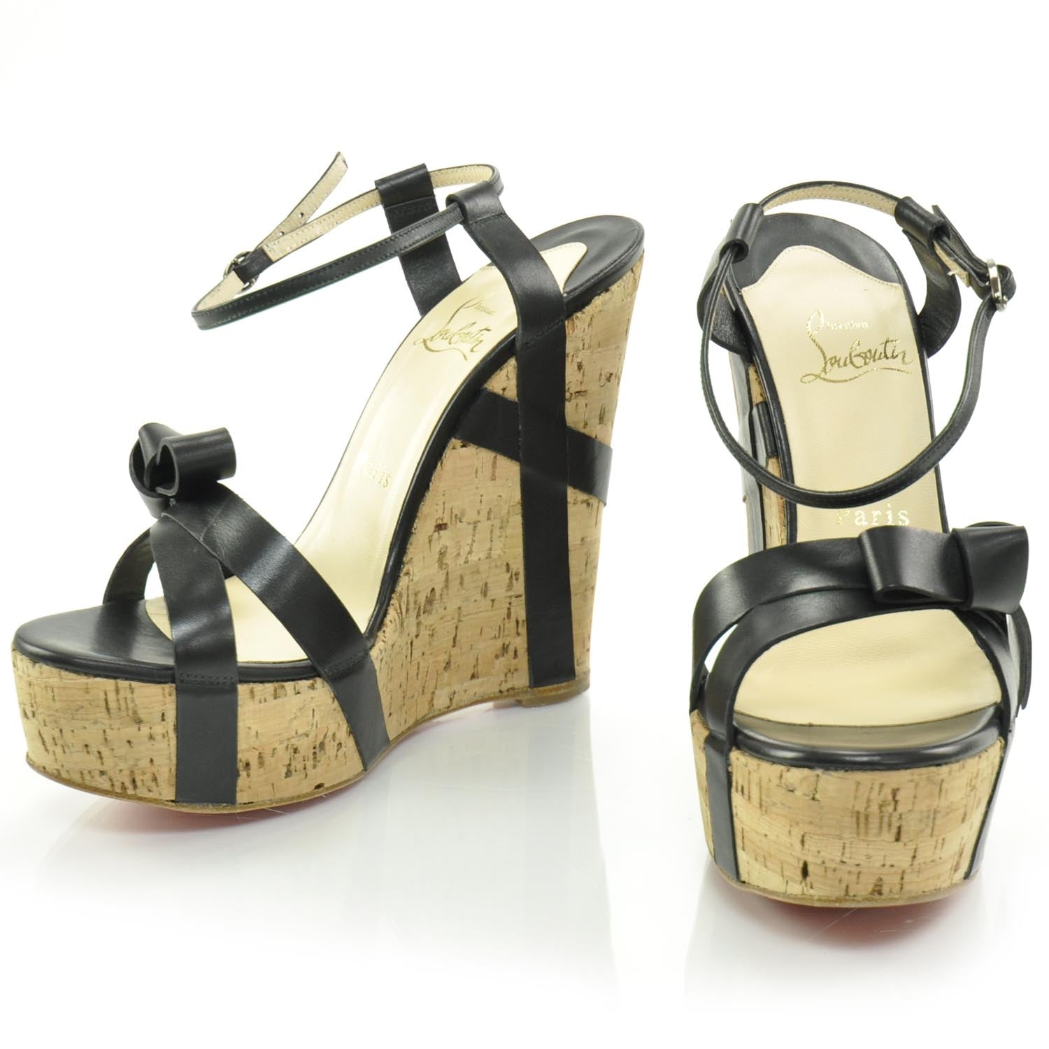 Christian Louboutin Miss Cristo Platform Wedge Sandals 38 Black 1 of 7