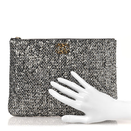 Chanel Sequins Medium 19 Pouch Silver 2 of 13