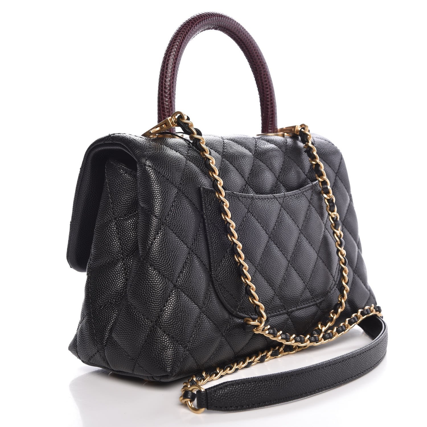 Chanel Caviar Lizard Quilted Mini Coco Handle Flap Black 3 of 7