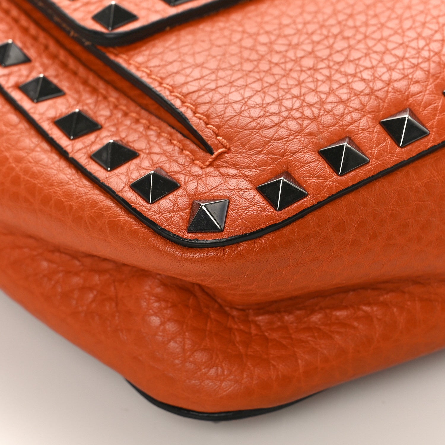 Valentino Garavani Grained Calfskin Small Rockstud Flap Pocket Camera Crossbody Bag Orange 7 of 9