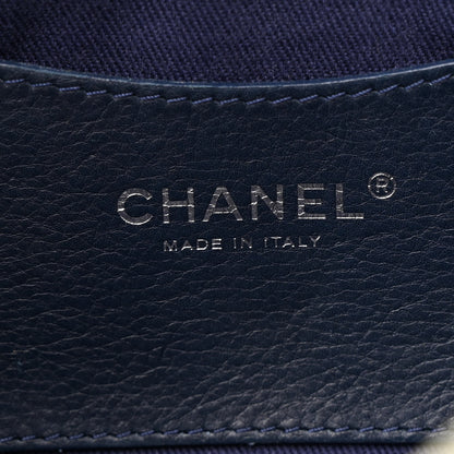 Chanel Denim Quilted Camellia Embroidered Medium Flap Blue 6 of 12