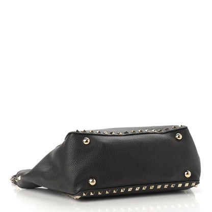 Valentino Garavani Grained Calfskin Small Rockstud Tote Black 4 of 9