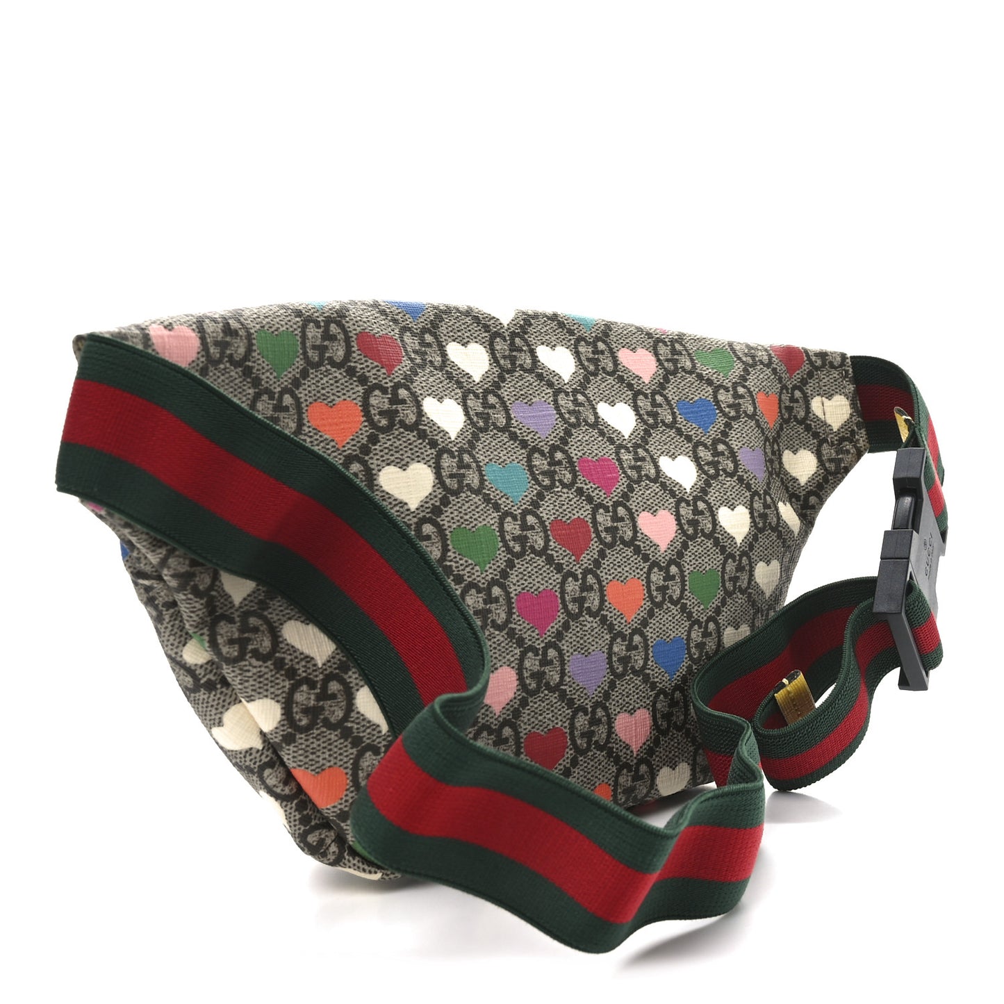 Soft GG Supreme Monogram Hearts Web Childrens Belt Bag Beige Ebony Multicolor Freesia
