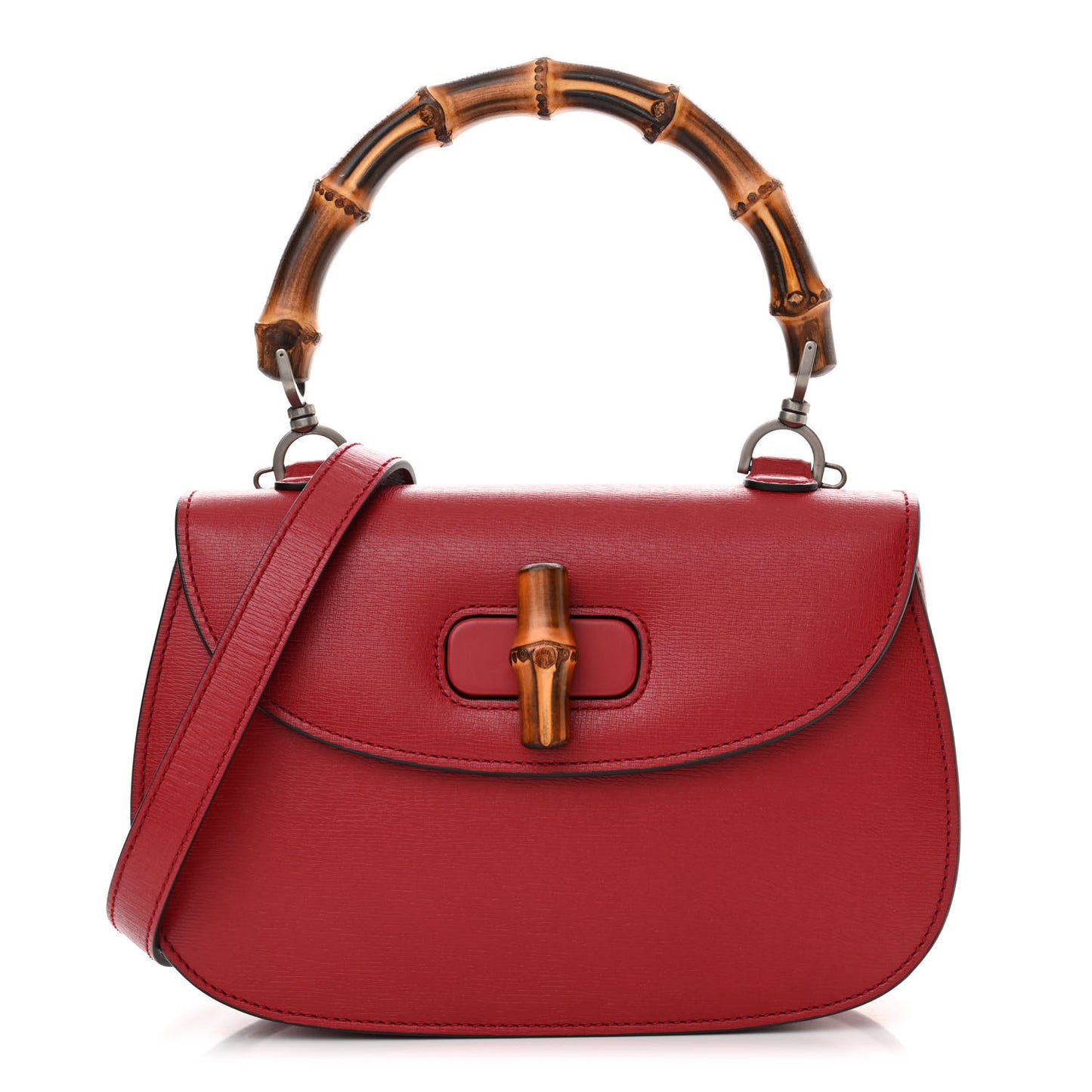 Shangai Calfskin Small Classic Bamboo Top Handle Bag Romantic Cerise