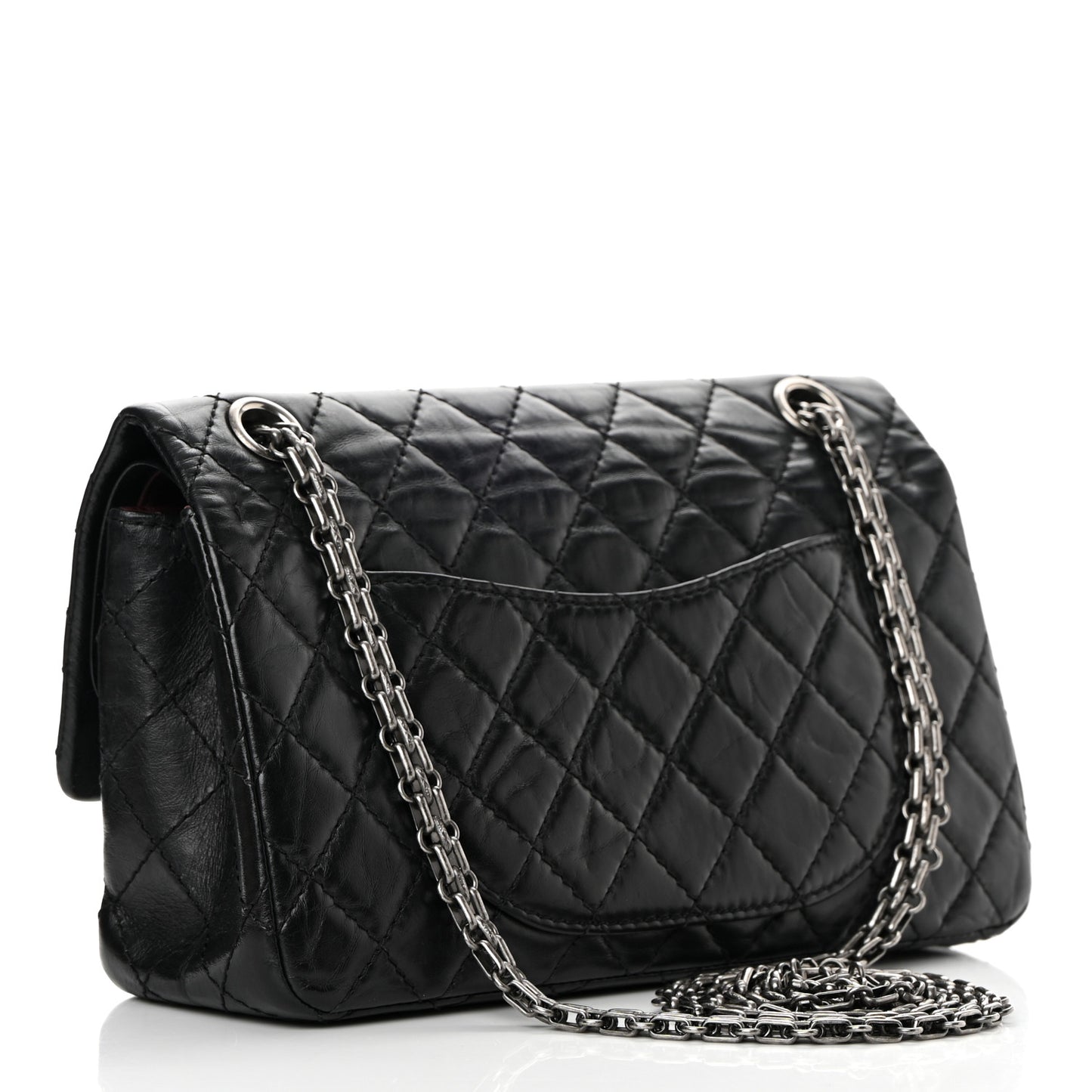 Aged Calfskin Quilted 2.55 Reissue 225 Flap Black