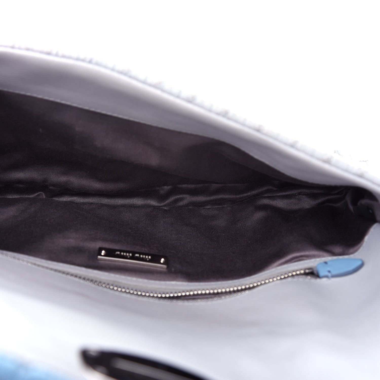 Miu Miu Nappa Matelasse Bi-Color Crystal Flap Clutch Astrale Grey 5 of 10