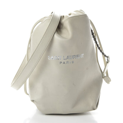 Saint Laurent Lambskin Small Teddy Bucket Bag White 2 of 8
