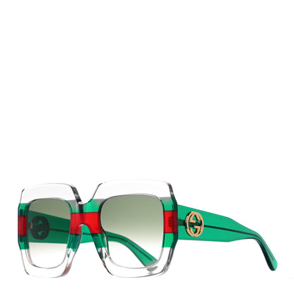 Gucci Square Web Frame GG0178S Sunglasses Green Red 1 of 7