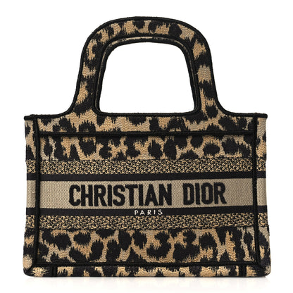 Christian Dior Canvas Mizza Embroidered Mini Leopard Book Tote Beige 1 of 6
