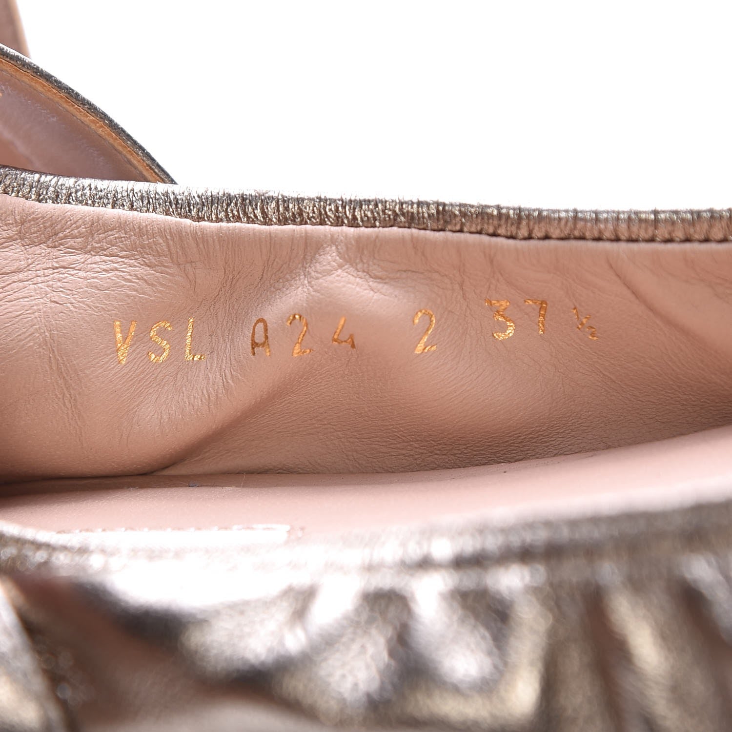 Valentino Garavani Metallic Nappa Love Latch Ballerina Flats 37.5 Skin 11 of 11