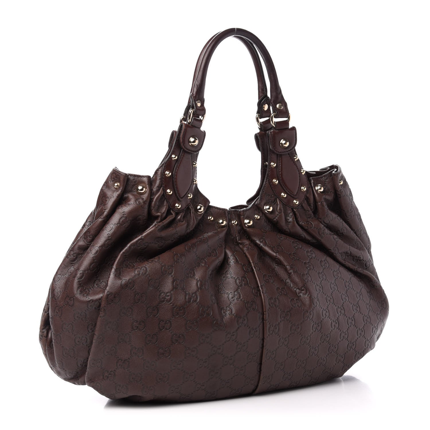 Gucci Guccissima Studded Pelham Shoulder Bag Dark Brown 3 of 11