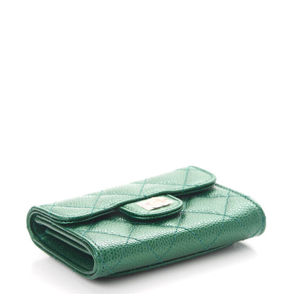 Chanel Metallic Caviar Quilted Card Holder Green 4 of 8