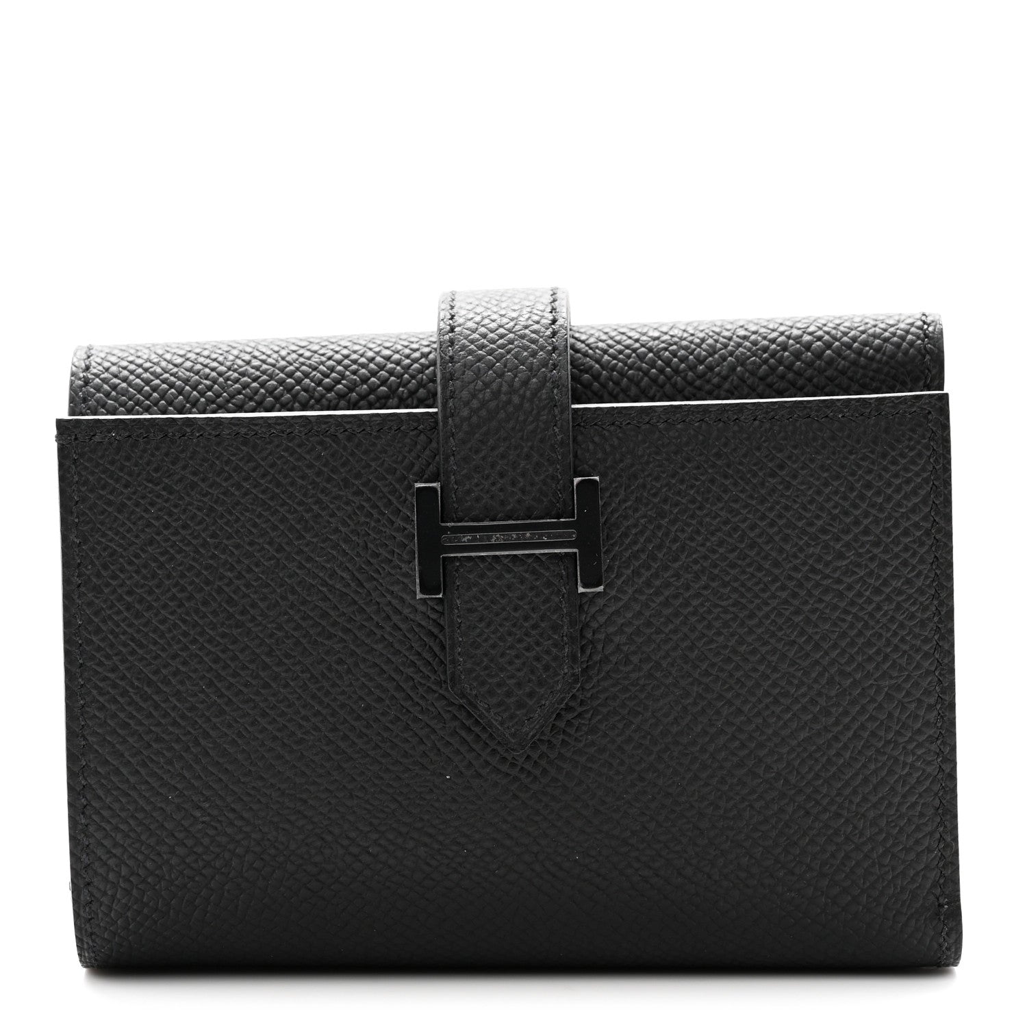 Hermes Epsom Tri-Fold Compact Monochrome Bearn Wallet Black 1 of 8