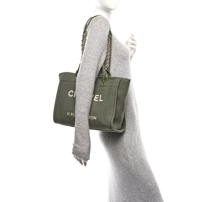 Chanel Mixed Fibers Small Deauville Tote Khaki 2 of 11
