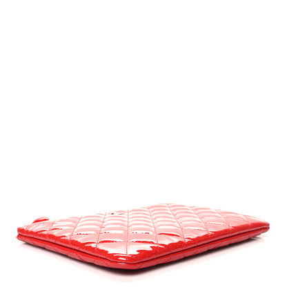 Chanel Patent Calfskin Quilted Valentine Hearts Medium O Cosmetic Case Red 4 of 10