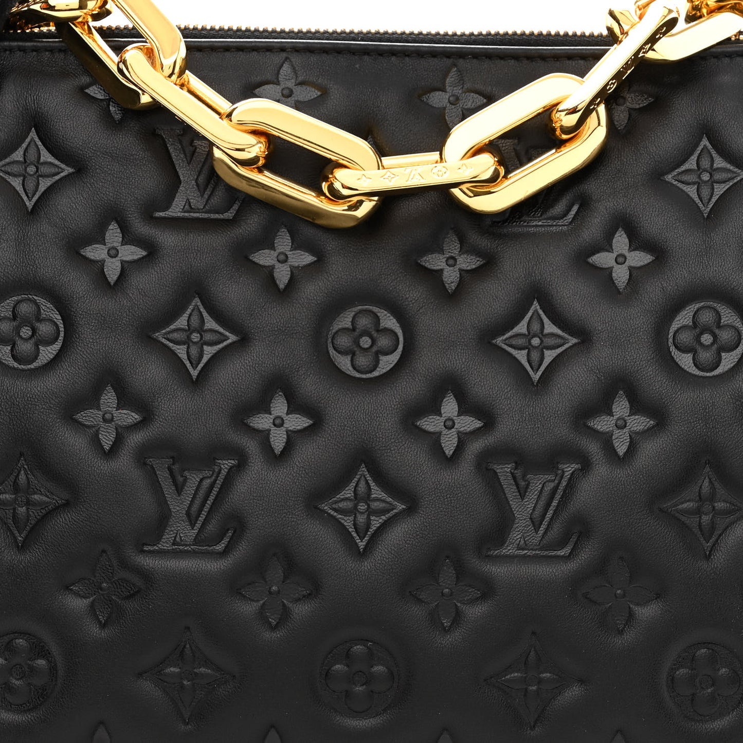 Lambskin Embossed Monogram Coussin MM Black