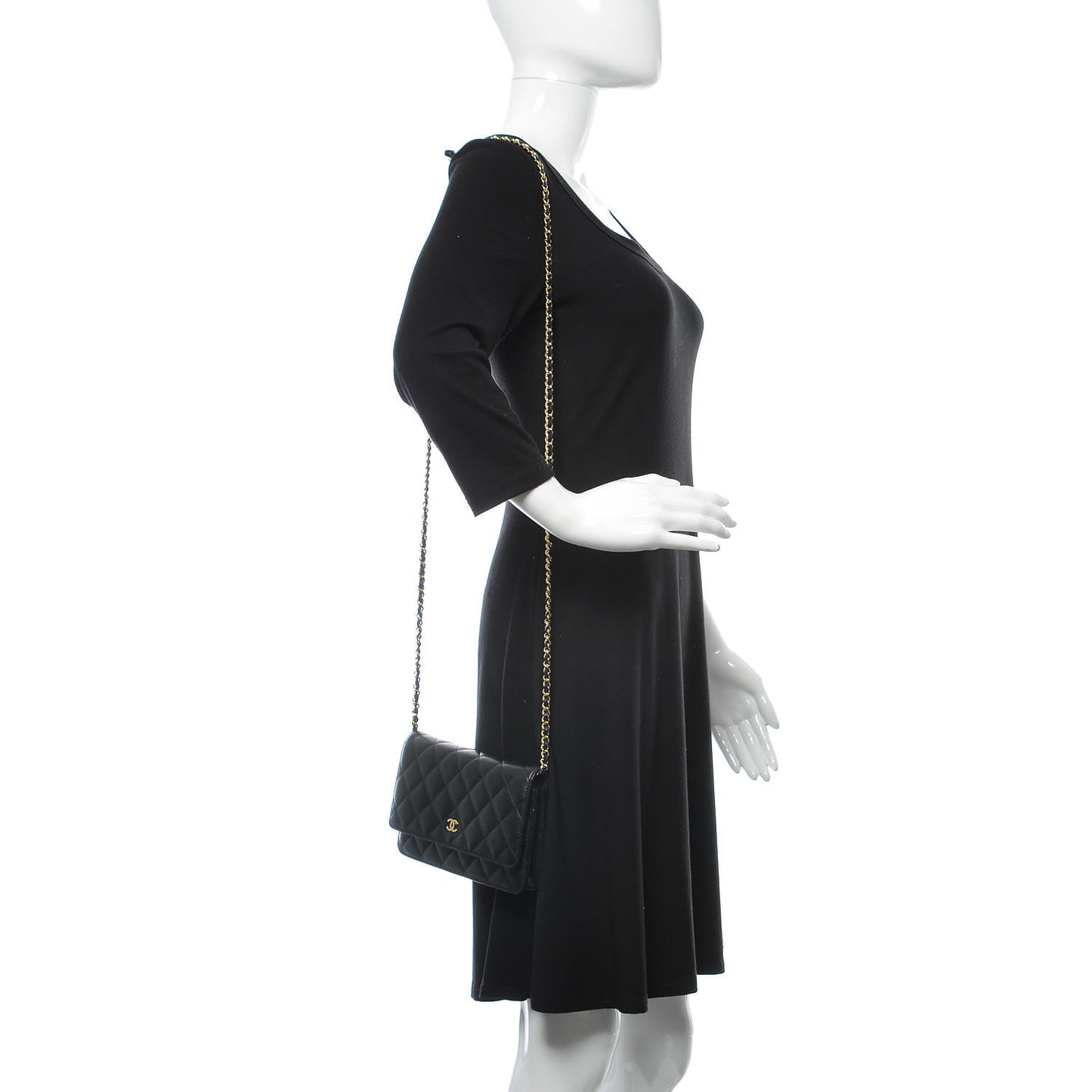 Lambskin Quilted Wallet On Chain WOC Black