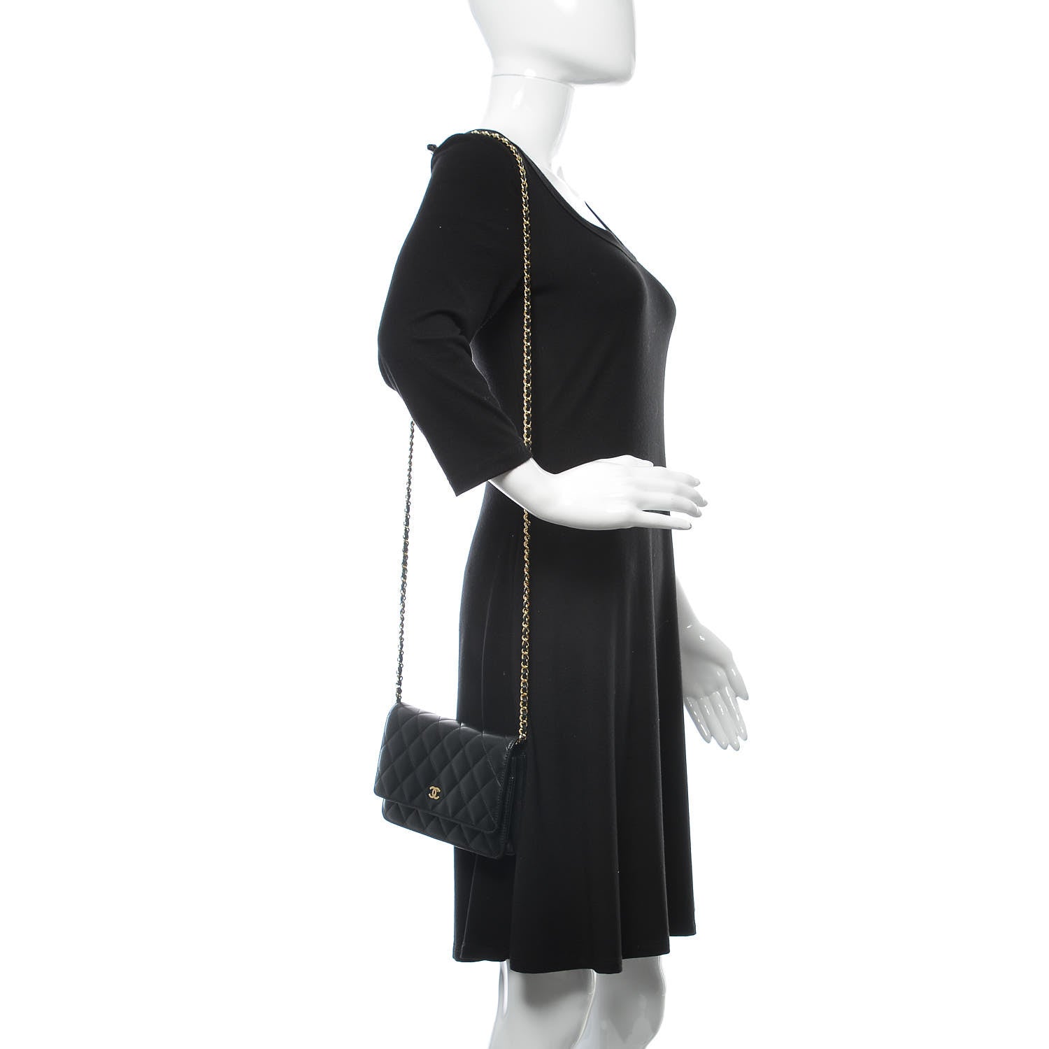 Chanel Lambskin Quilted Wallet On Chain WOC Black 2 of 11