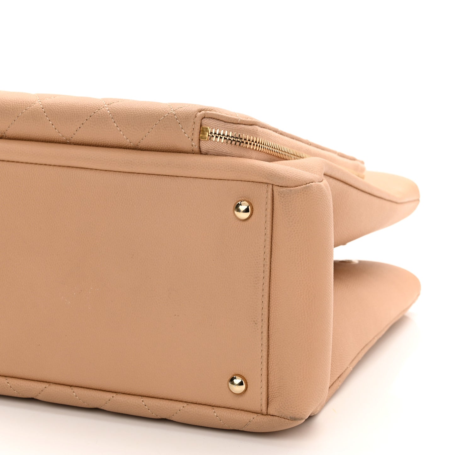Caviar Quilted Large Business Affinity Shopping Bag Beige